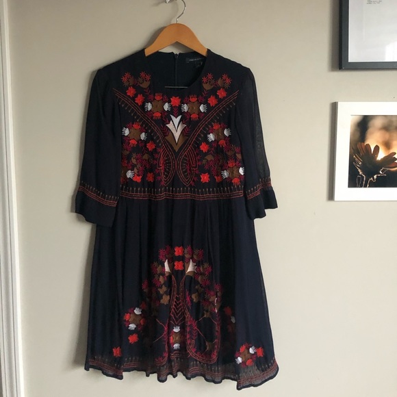 Navy Embroidered French Connection Dress - Picture 3 of 7